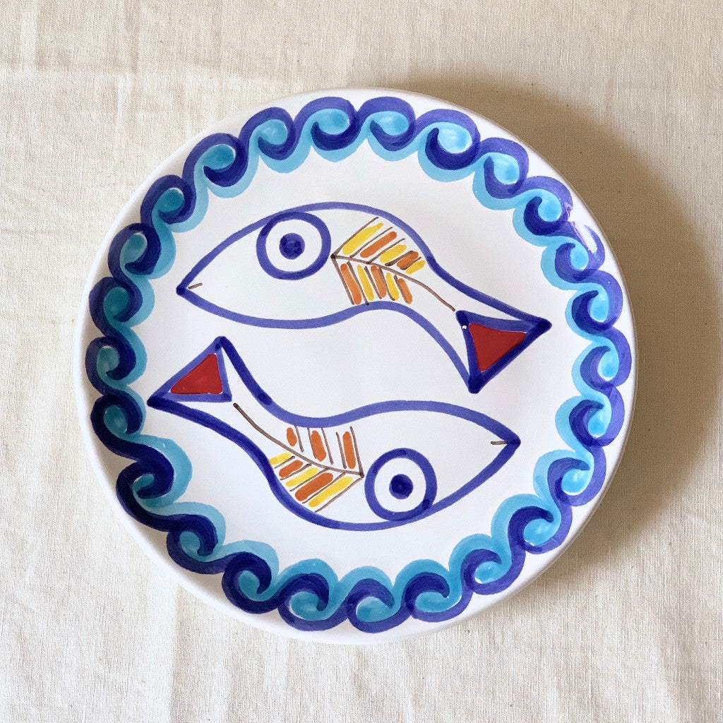 Susannna de Simone 絵皿 19cm 2匹のサカナ