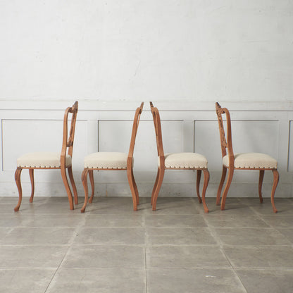 ストリップド加工 ダイニングチェア 4脚セット / 張替済