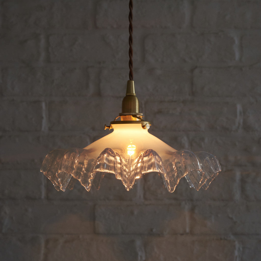 ミルクガラス ペンダントライト 照明 アンティーク アンティーク ミルクガラス×クリアガラス ペンダントライト｜rocca rocca