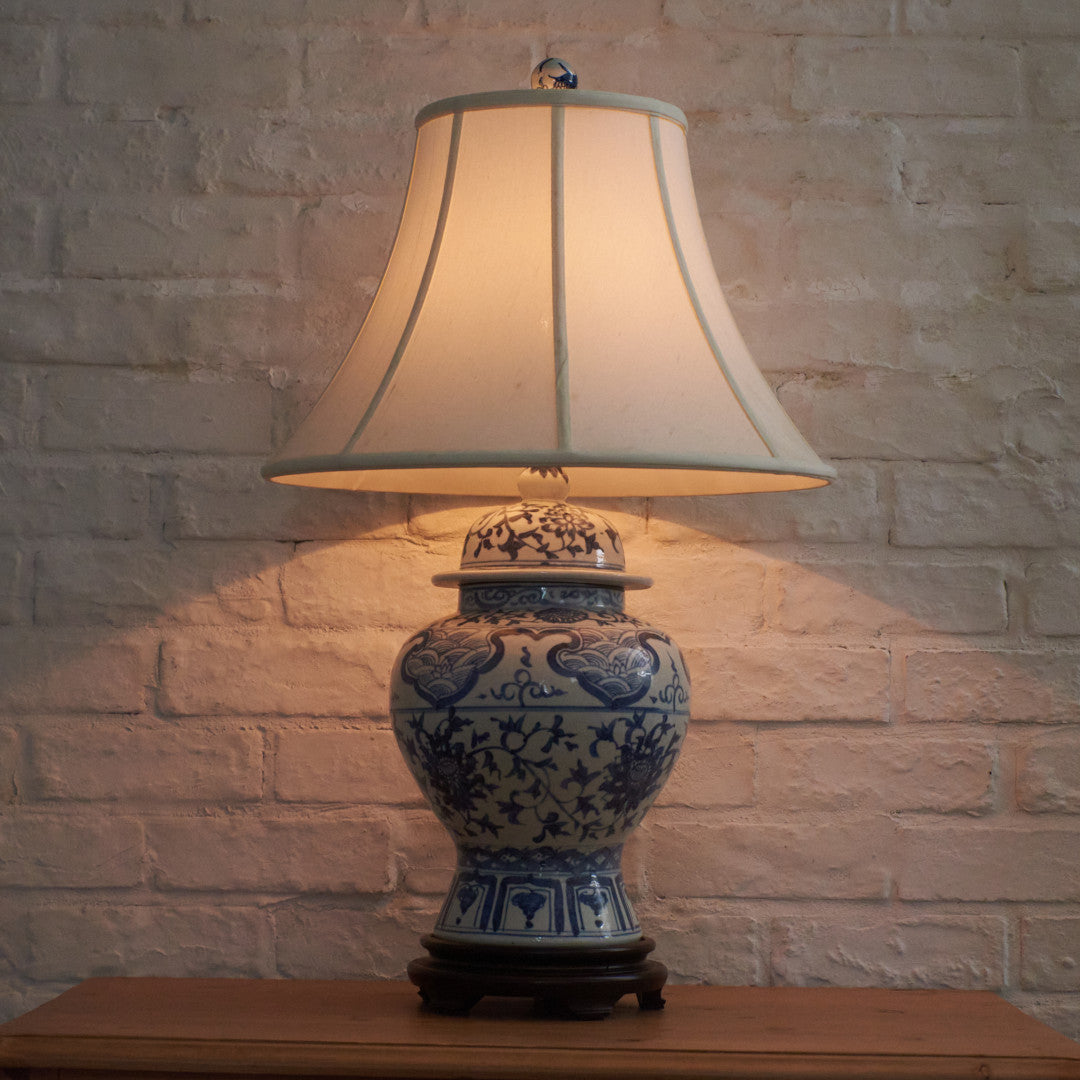 クラシック シノワズリースタイル 染付 テーブルランプ