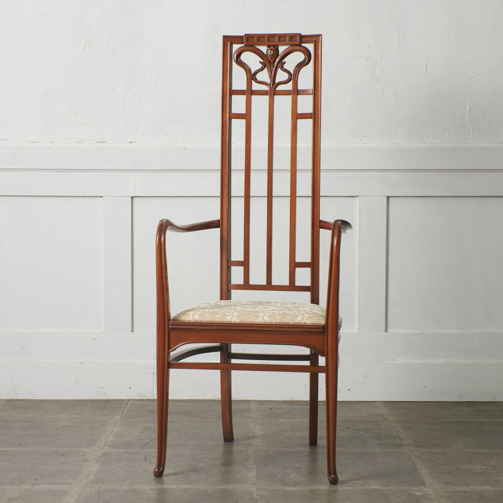 アールヌーボー ハイバック アームチェア / 張替済