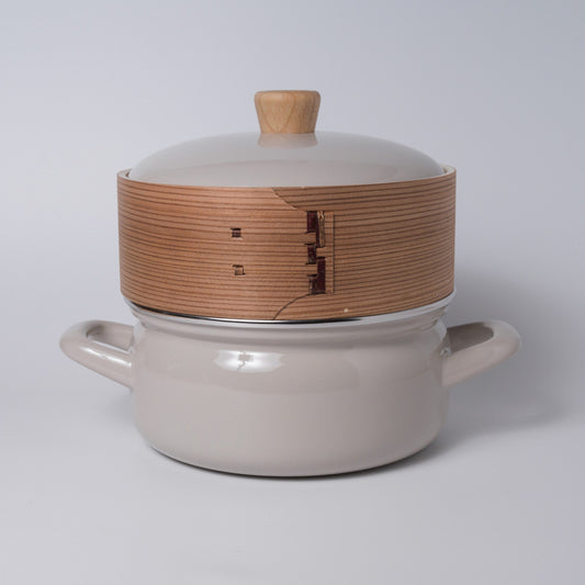 せいろ付きホーロー鍋 / グレージュ