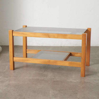 英国ヴィンテージ ガラストップ コーヒーテーブル