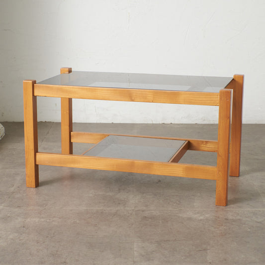 英国ヴィンテージ ガラストップ コーヒーテーブル