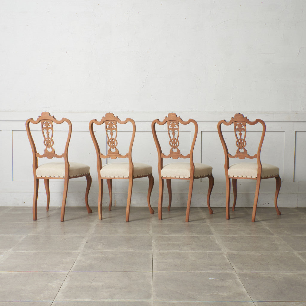 ストリップド加工 ダイニングチェア 4脚セット / 張替済