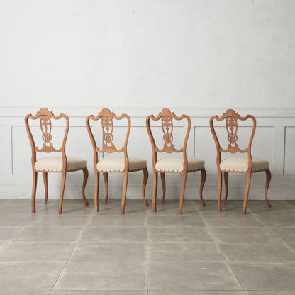 ストリップド加工 ダイニングチェア 4脚セット / 張替済