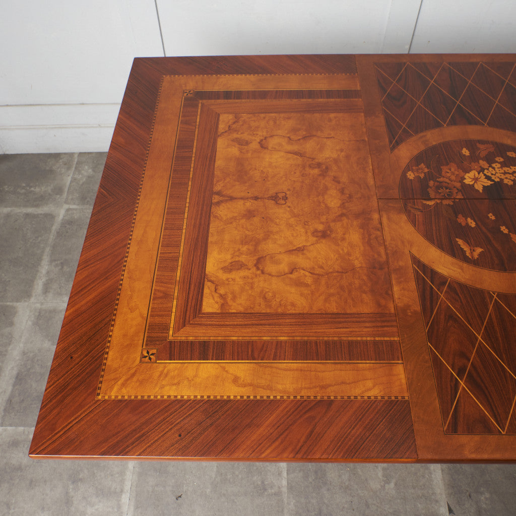クラシック 木象嵌 エクステンションダイニングテーブル