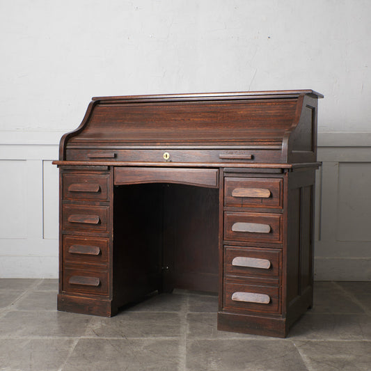 英国アンティーク 蛇腹式 ロールトップデスク