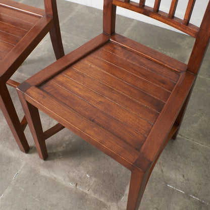 アジアンコロニアル チーク無垢材 ダイニングチェア 2脚セット