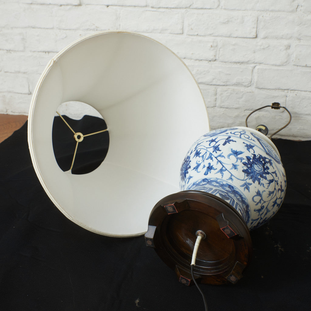 クラシック シノワズリースタイル 染付 テーブルランプ