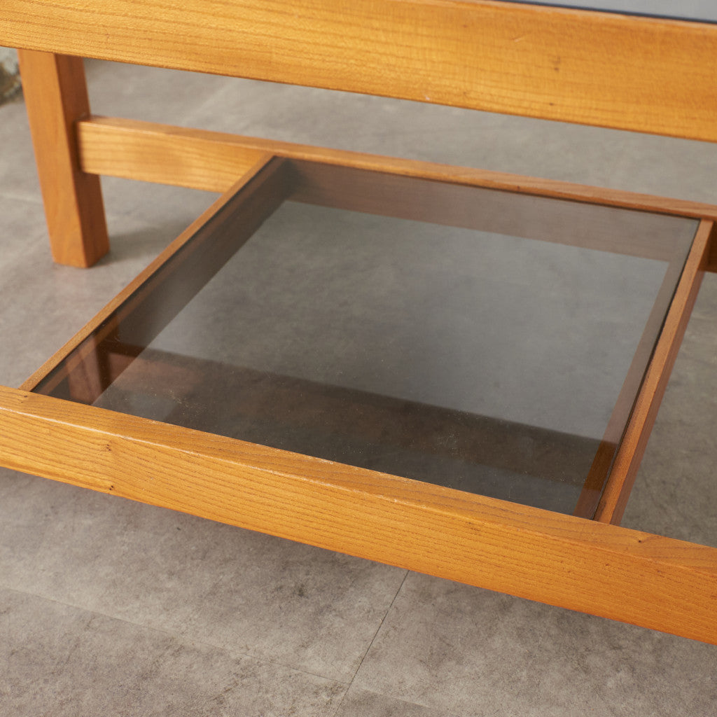 英国ヴィンテージ ガラストップ コーヒーテーブル