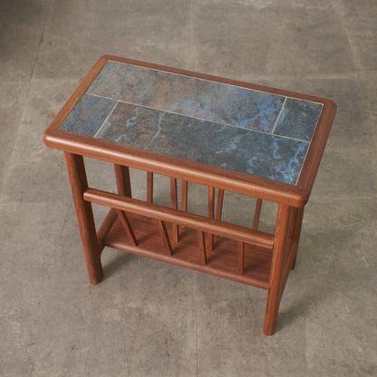 ヴィンテージ マガジンラック付き タイルトップサイドテーブル