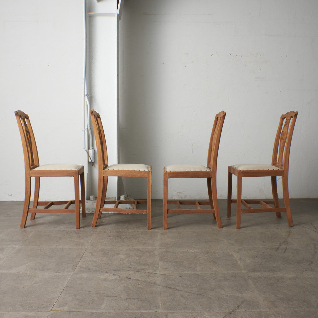 ストリップド加工 ダイニングチェア 4脚セット / 張替済