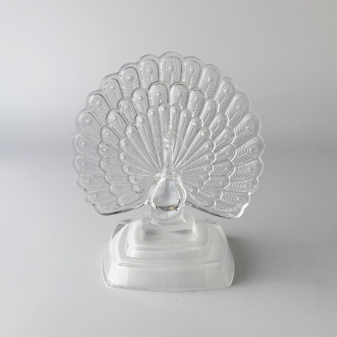 クリスタルガラス 孔雀のオブジェ