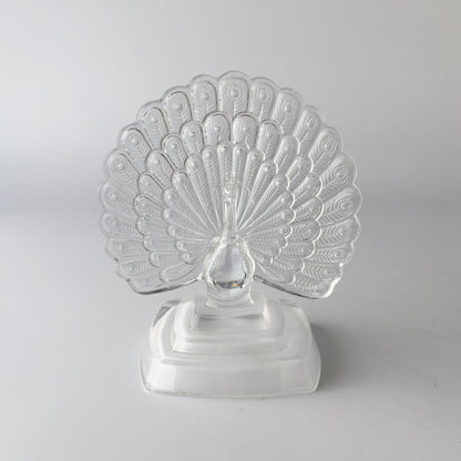 クリスタルガラス 孔雀のオブジェ