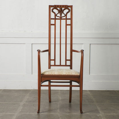 アールヌーボー ハイバック アームチェア / 張替済