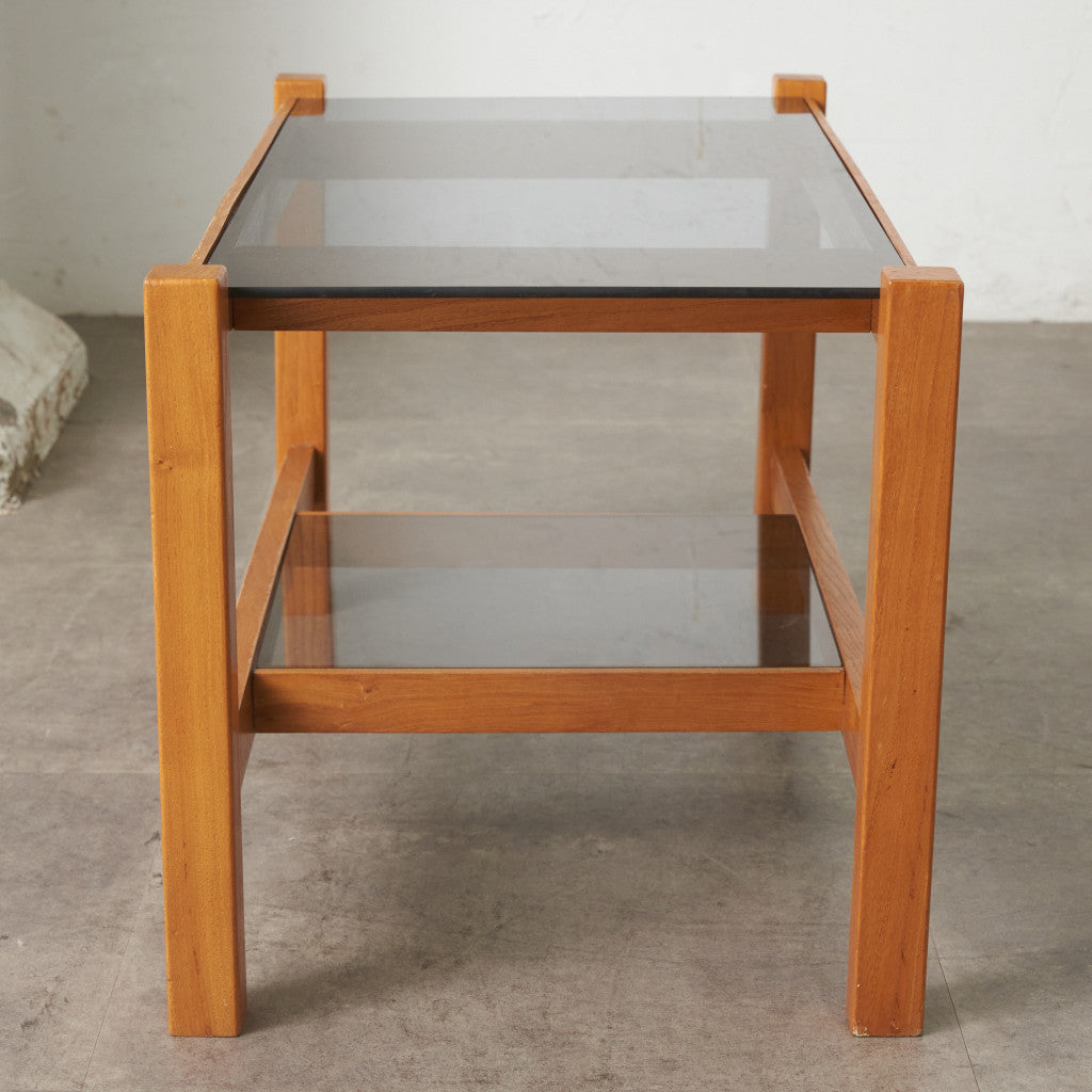 英国ヴィンテージ ガラストップ コーヒーテーブル