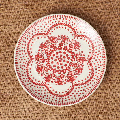 ポーリッシュポタリー プレート レッド 花柄 22cm