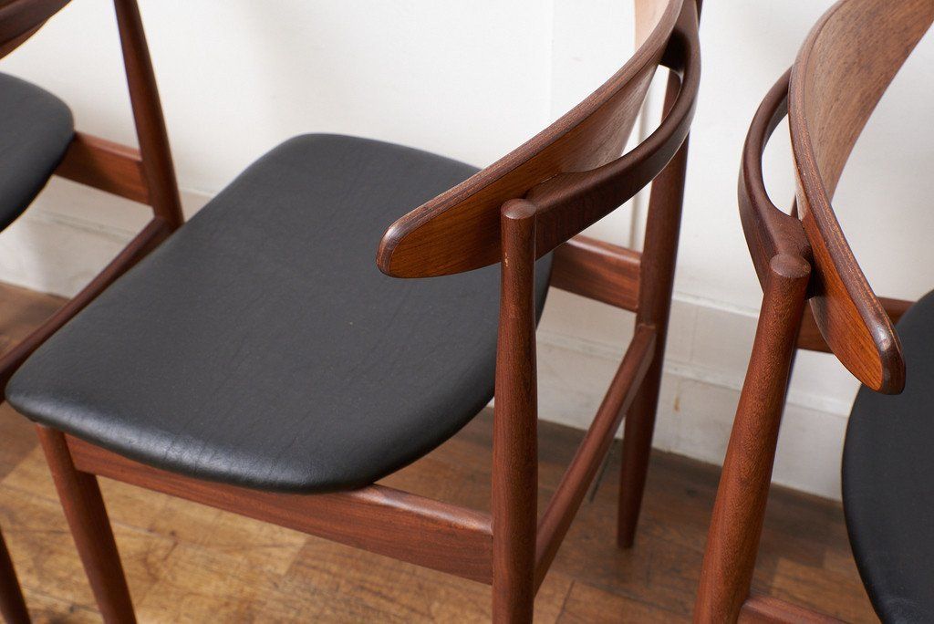 Danish ハンドルバックチェア4脚セット / 張替品