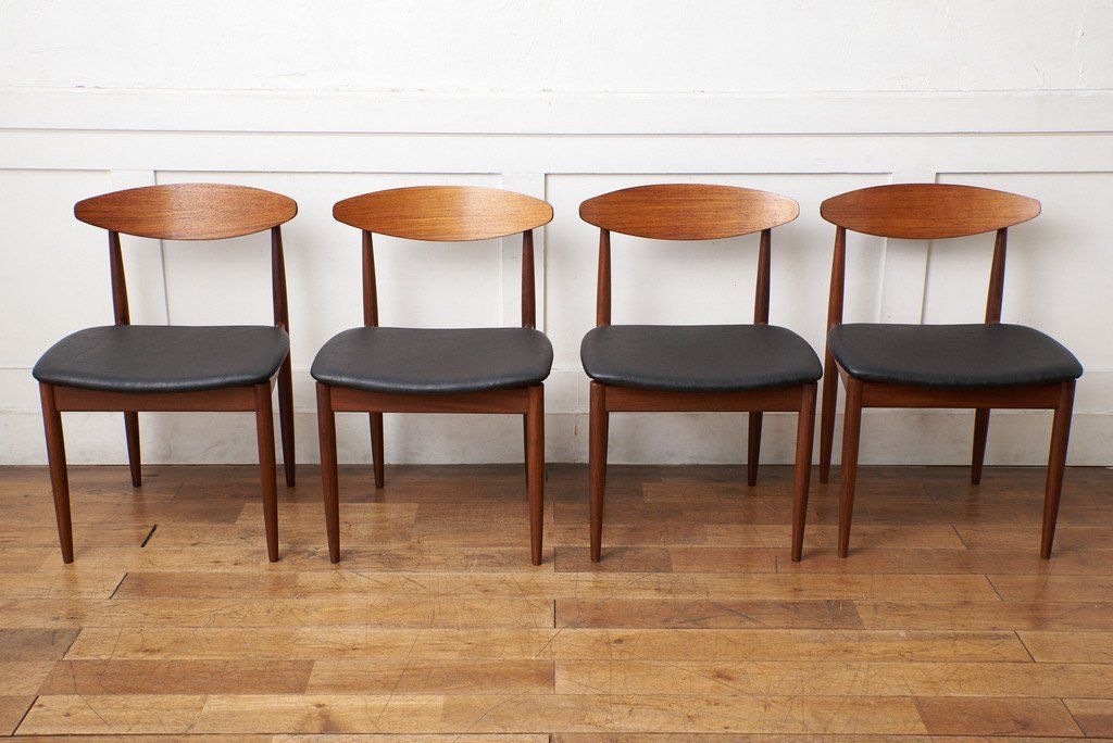 Danish ハンドルバックチェア4脚セット / 張替品