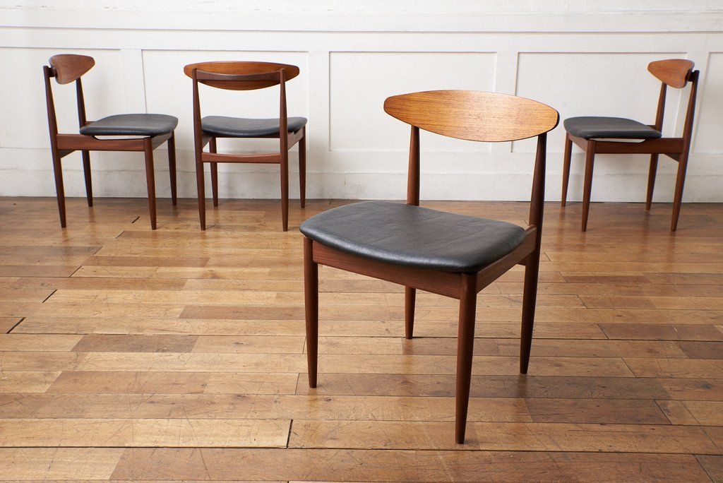 Danish ハンドルバックチェア4脚セット / 張替品