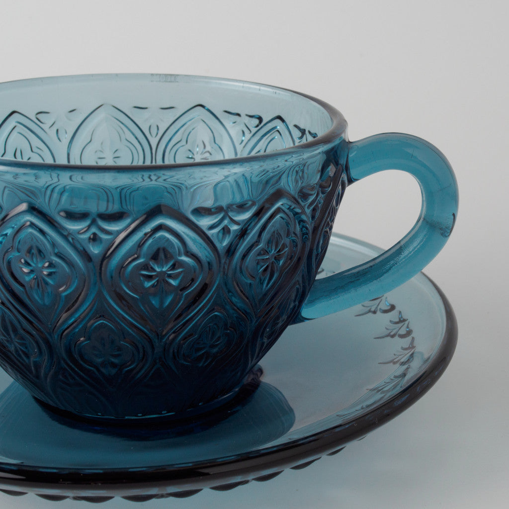 ガラス カップ&ソーサー FIORE ブルー