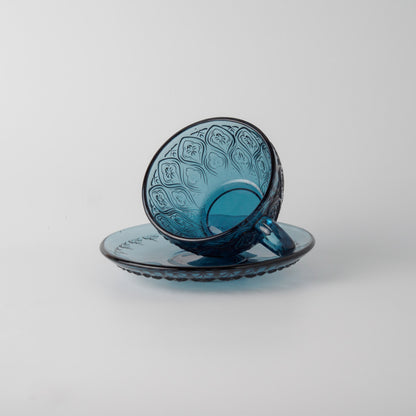 ガラス カップ&ソーサー FIORE ブルー