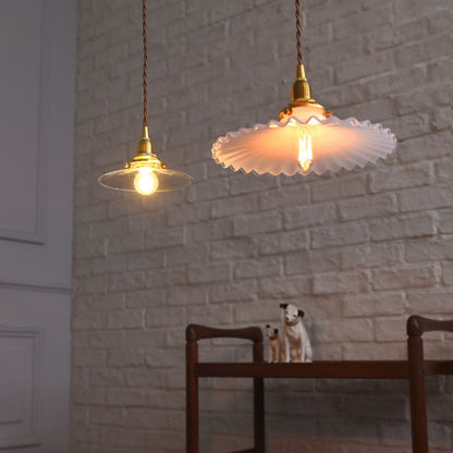 ミルクグラス フレンチフリル ペンダントライト