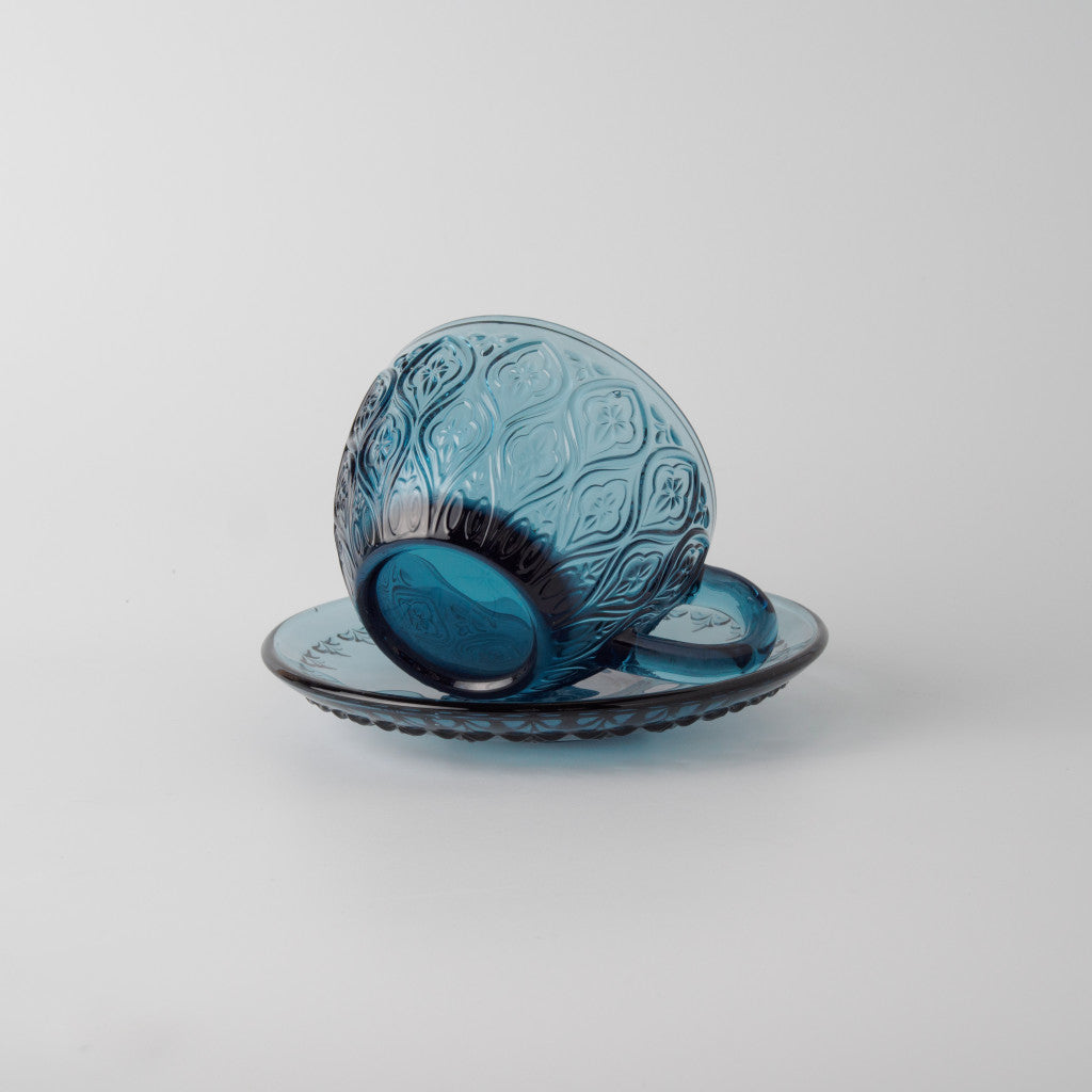 ガラス カップ&ソーサー FIORE ブルー