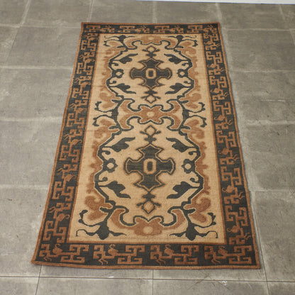 十字唐草 手織り 絨毯