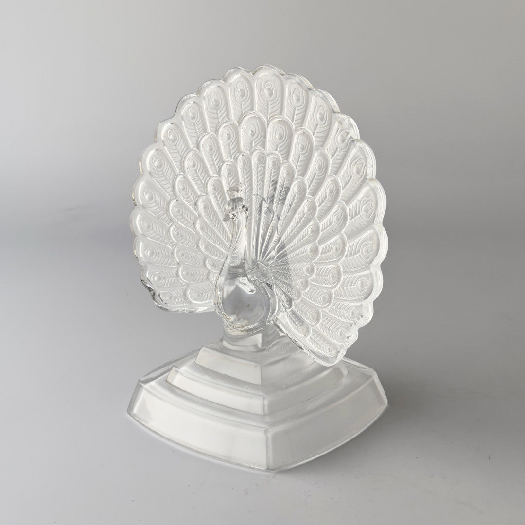 クリスタルガラス 孔雀のオブジェ