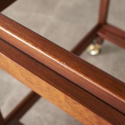 英国ヴィンテージ ガラス天板 キャスターワゴン