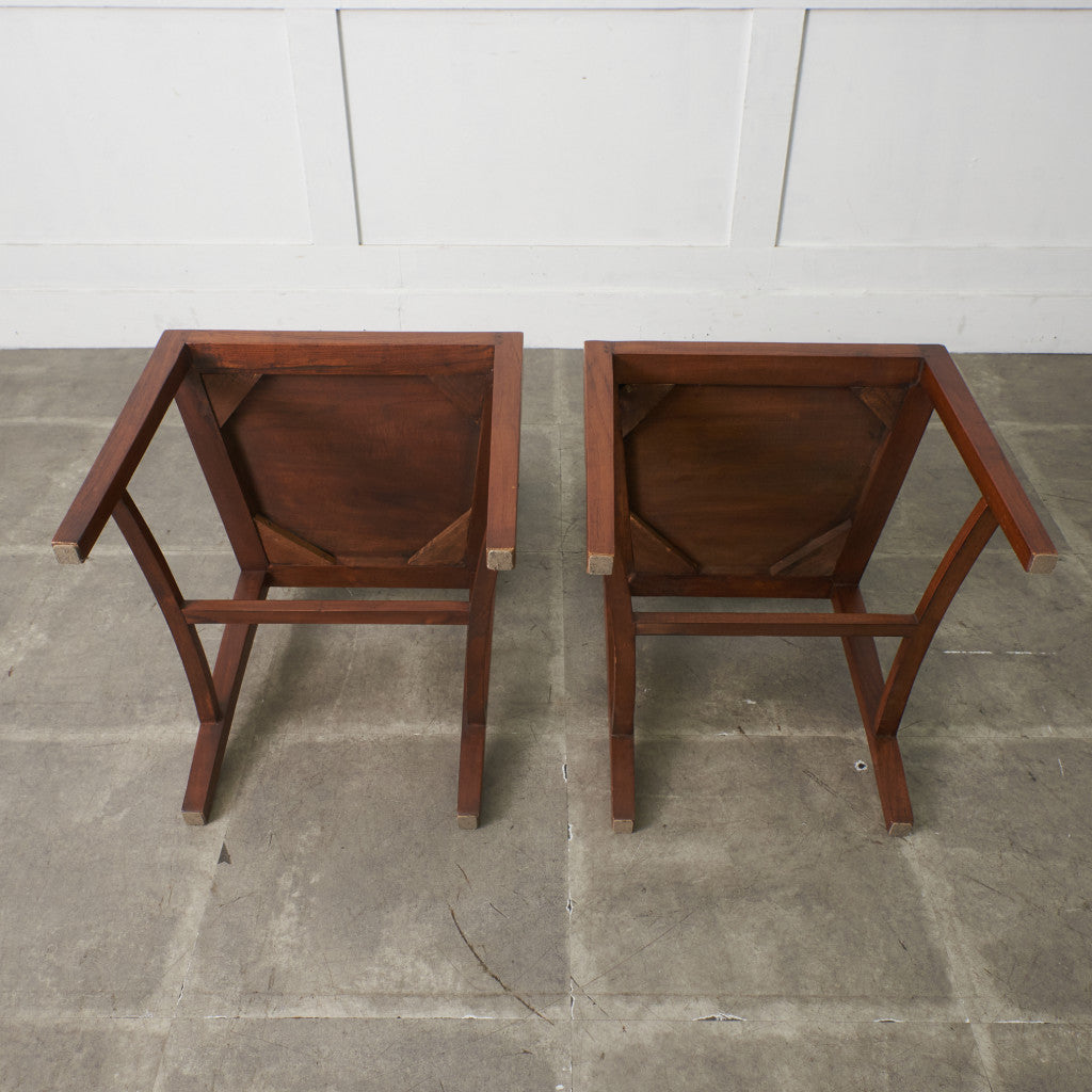 アジアンコロニアル チーク無垢材 ダイニングチェア 2脚セット