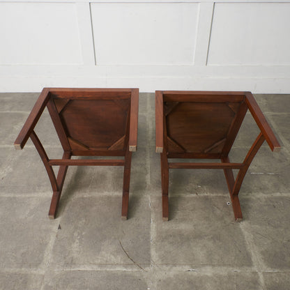 アジアンコロニアル チーク無垢材 ダイニングチェア 2脚セット