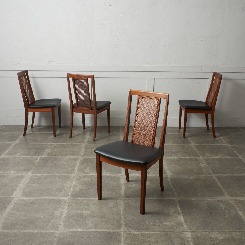 ケインバックチェア 4脚セット / 張替済