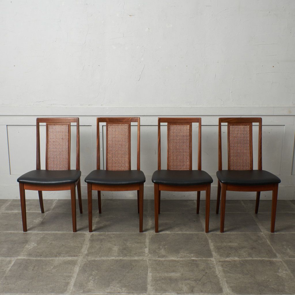 ケインバックチェア 4脚セット / 張替済