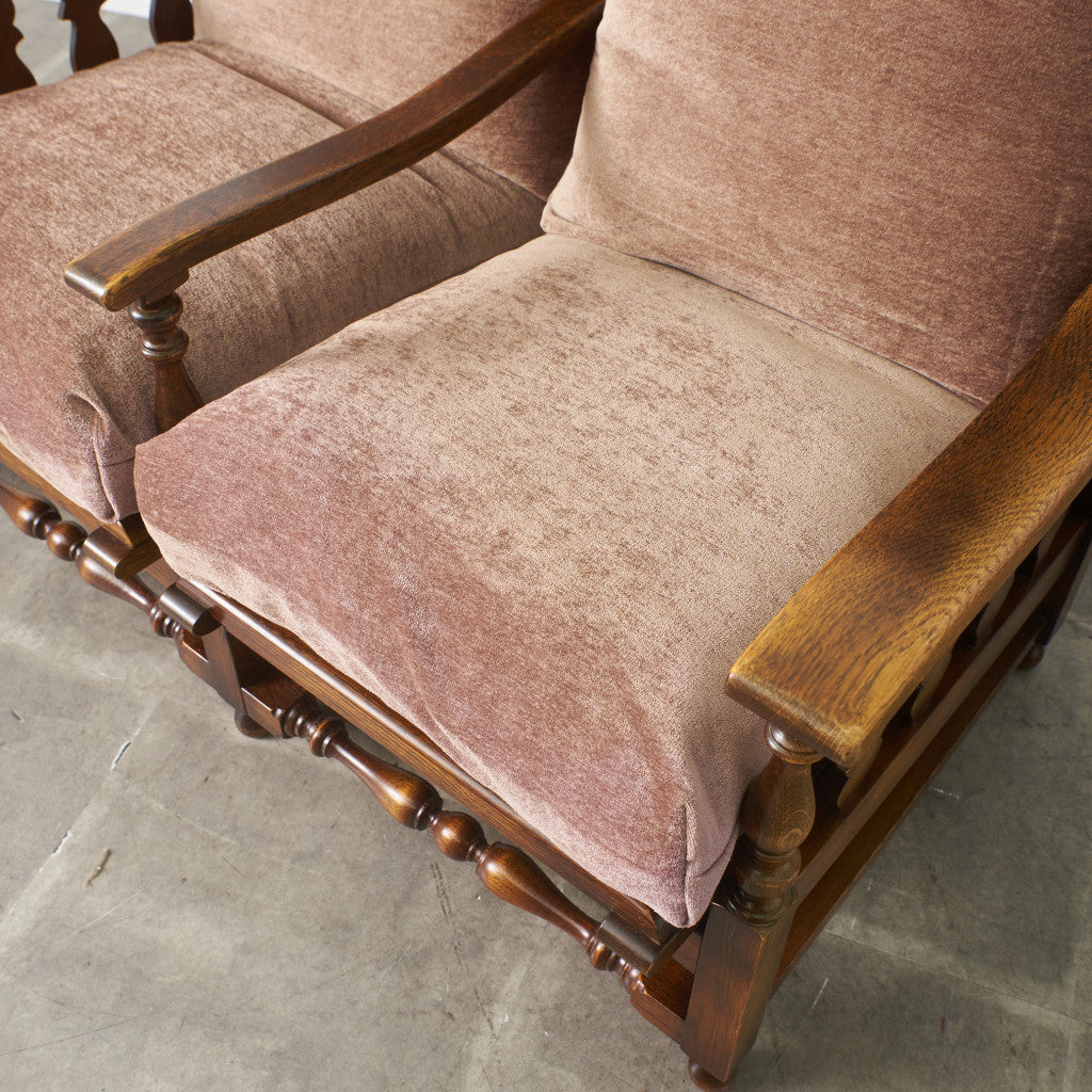 オーク材 アンティーク スタイル 2人掛けソファ