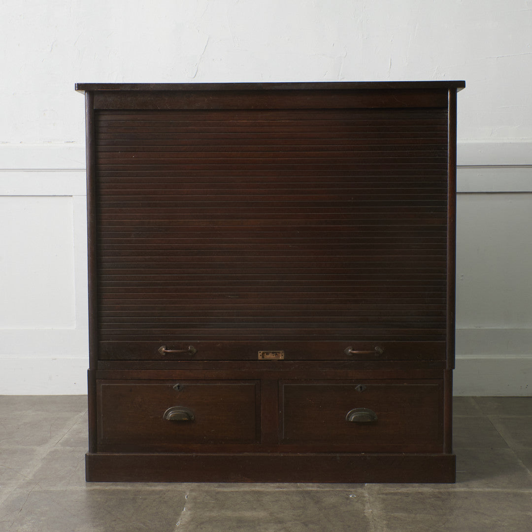 日本製 古い木製 蛇腹扉キャビネット｜rocca rocca