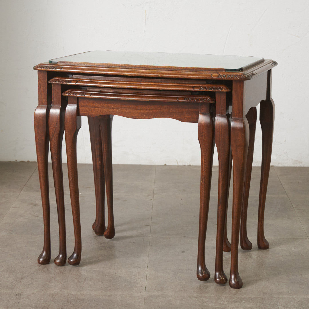 英国クラシック ガラストップ ネストテーブル – rocca rocca