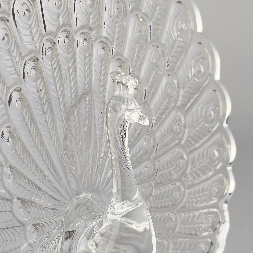 クリスタルガラス 孔雀のオブジェ