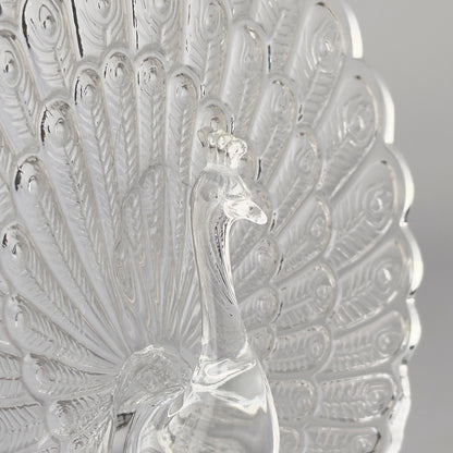 クリスタルガラス 孔雀のオブジェ