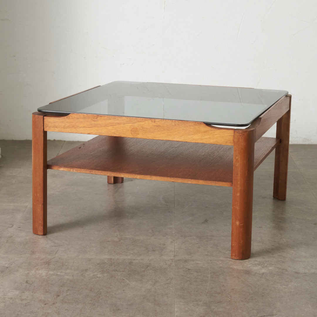ヴィンテージ スモークガラストップ コーヒーテーブル