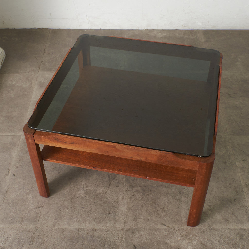 ヴィンテージ スモークガラストップ コーヒーテーブル