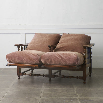 オーク材 アンティーク スタイル 2人掛けソファ