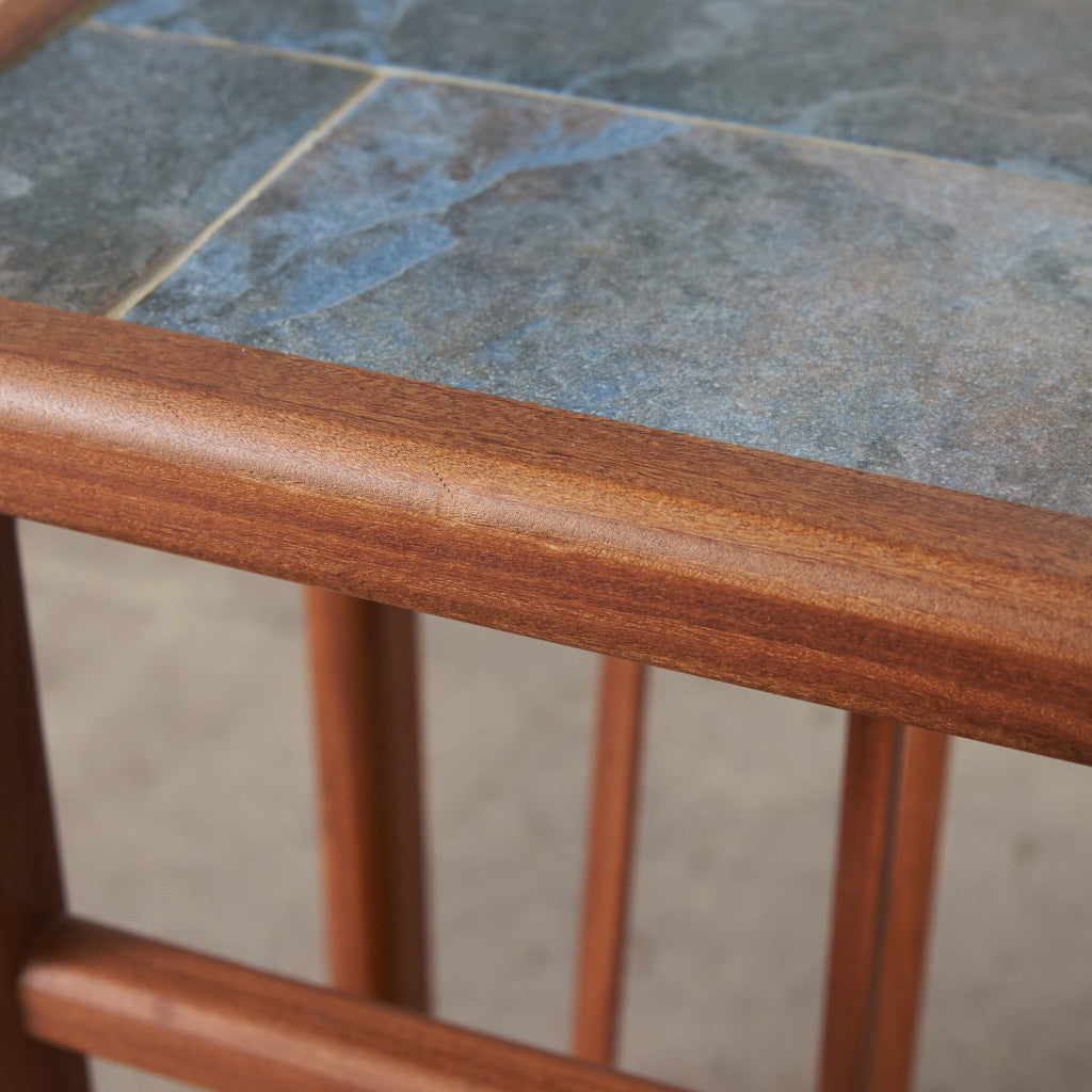 ヴィンテージ マガジンラック付き タイルトップサイドテーブル