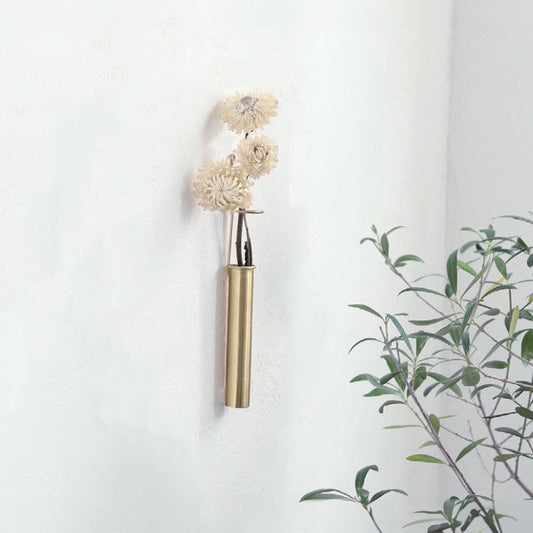 壁掛け ブラス風 ドライフラワーベース