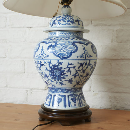 クラシック シノワズリースタイル 染付 テーブルランプ