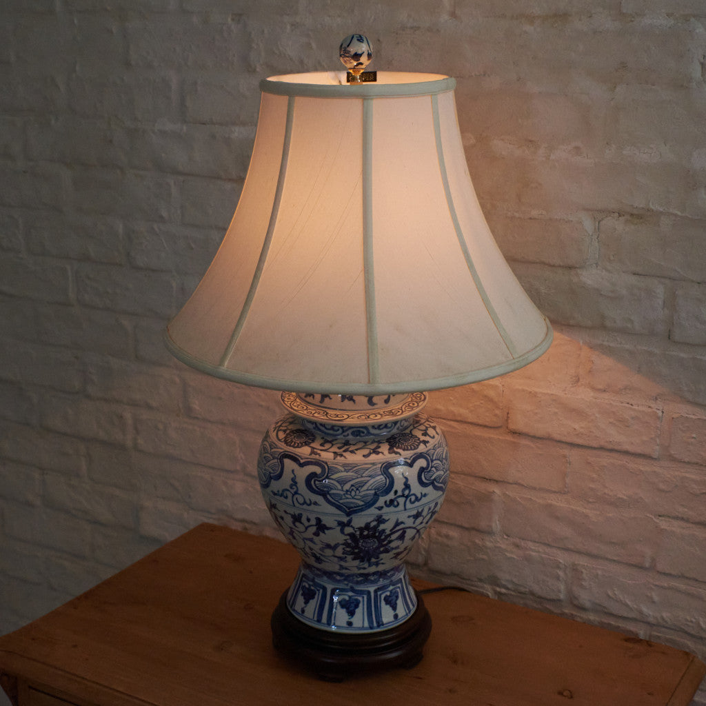 クラシック シノワズリースタイル 染付 テーブルランプ