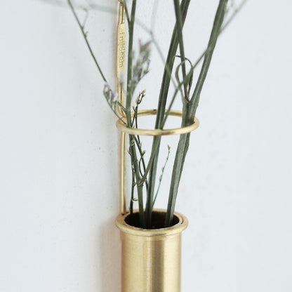 壁掛け ブラス風 ドライフラワーベース