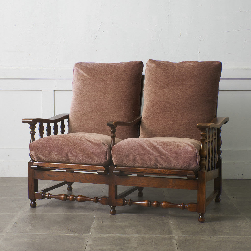 オーク材 アンティーク スタイル 2人掛けソファ